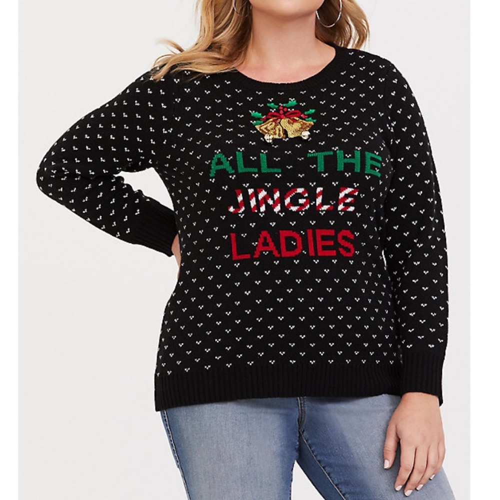 NWT Torrid Christmas Jingle Ladies Pullover Black Sweater